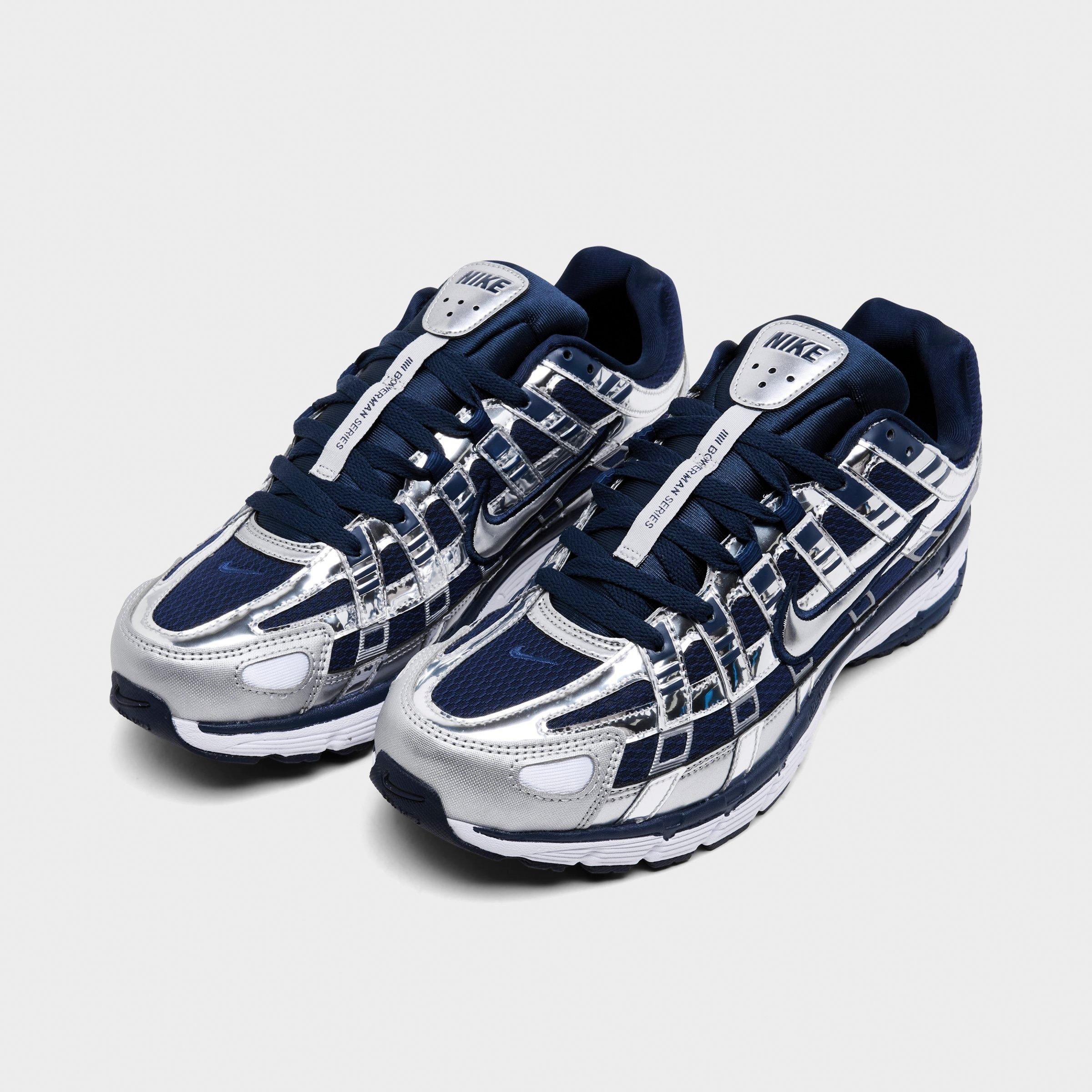 Men's Nithtke P-6000 Casual Shoes - Part 3 - Midnight Navy/Metallic Silver/White - Both shoes facing left