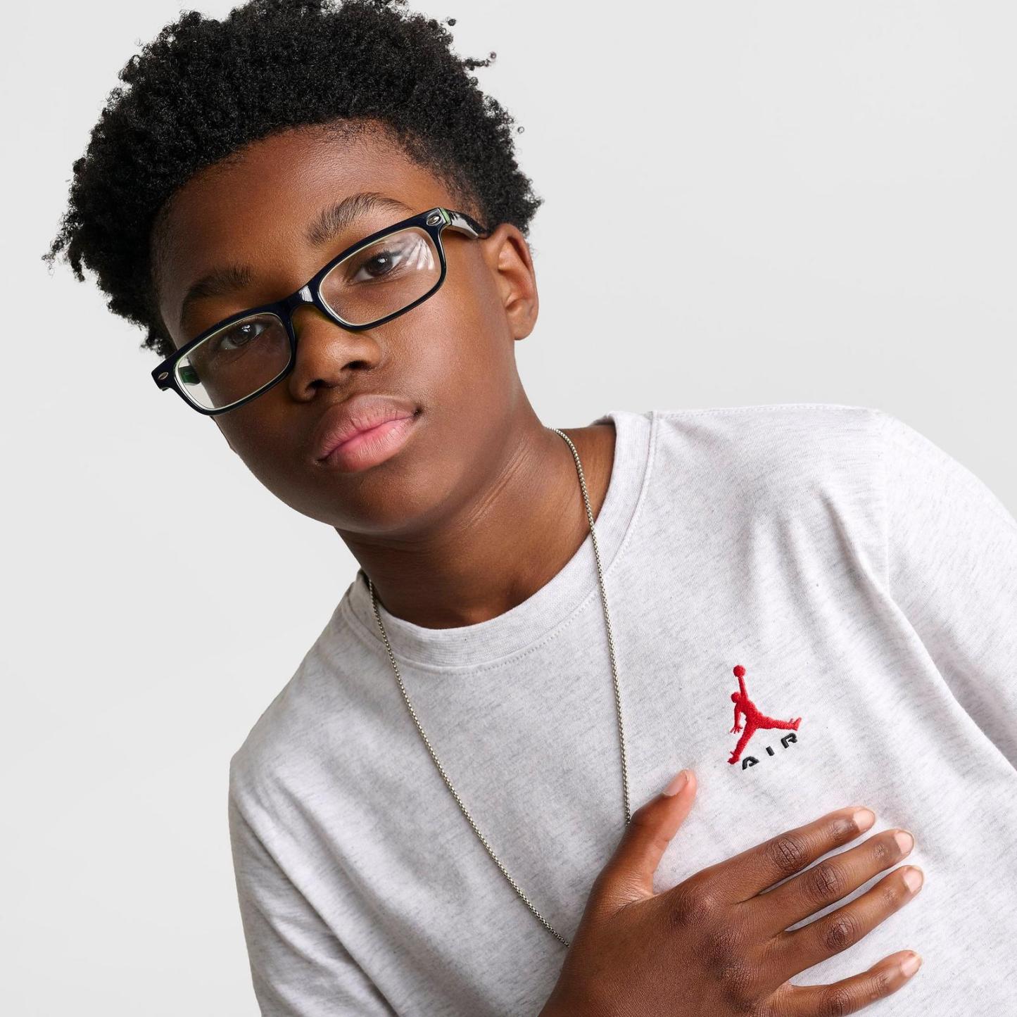 Big Kids' Jordan Brooklyn Essentials Embroidered Jumpman T-Shirt - Grey Heather - view 5