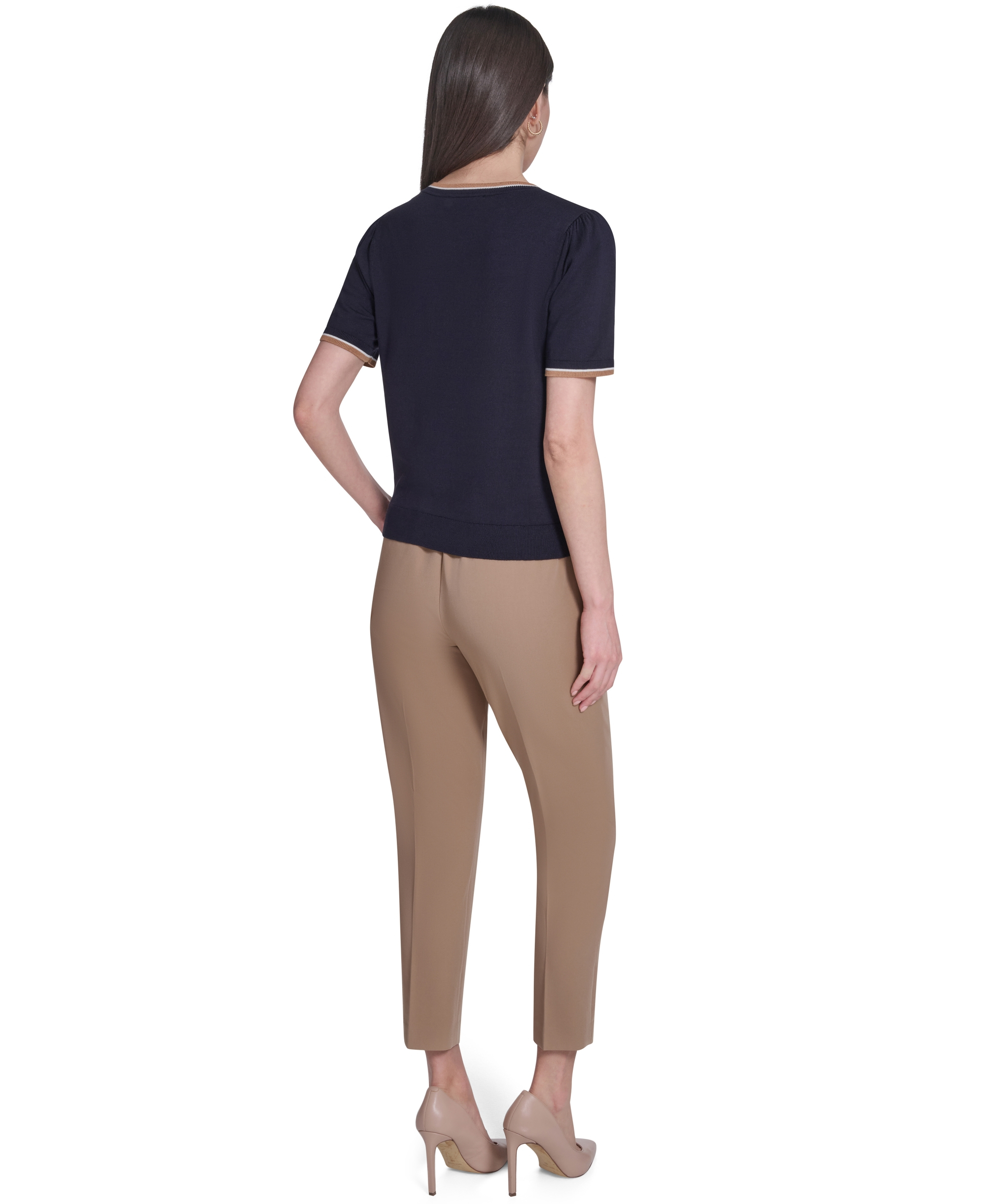 Tommy Hilfiger Women's Short-Sleeve Crewneck Sweater - Midnight Multi