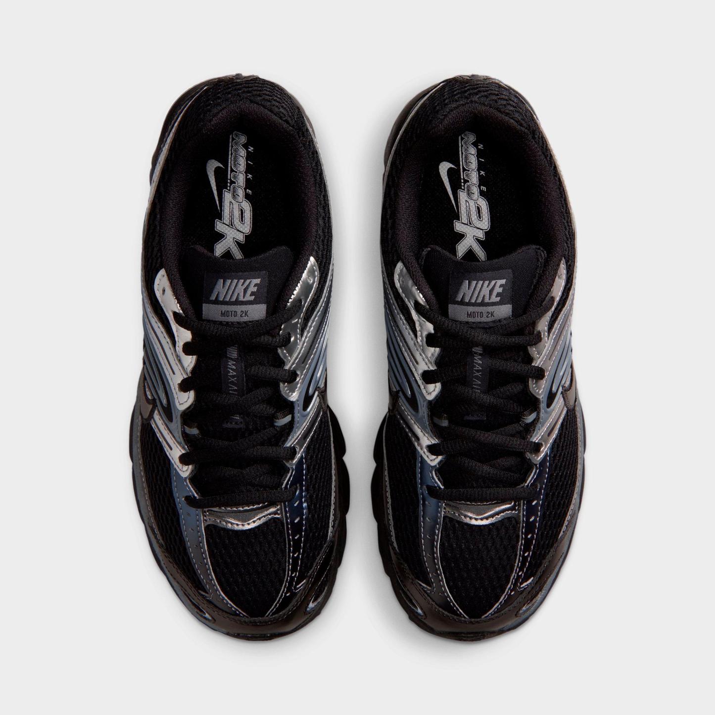 Women's Nithtke Air Max Moto 2K Casual Shoes - Part 1 - Black/Metallic Silver/Smoke Grey - Top view