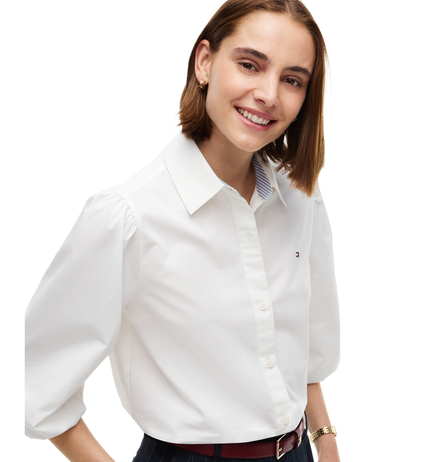 Tommy Hilfiger Women's Puff-Sleeve Button-Front Shirt - Ecru