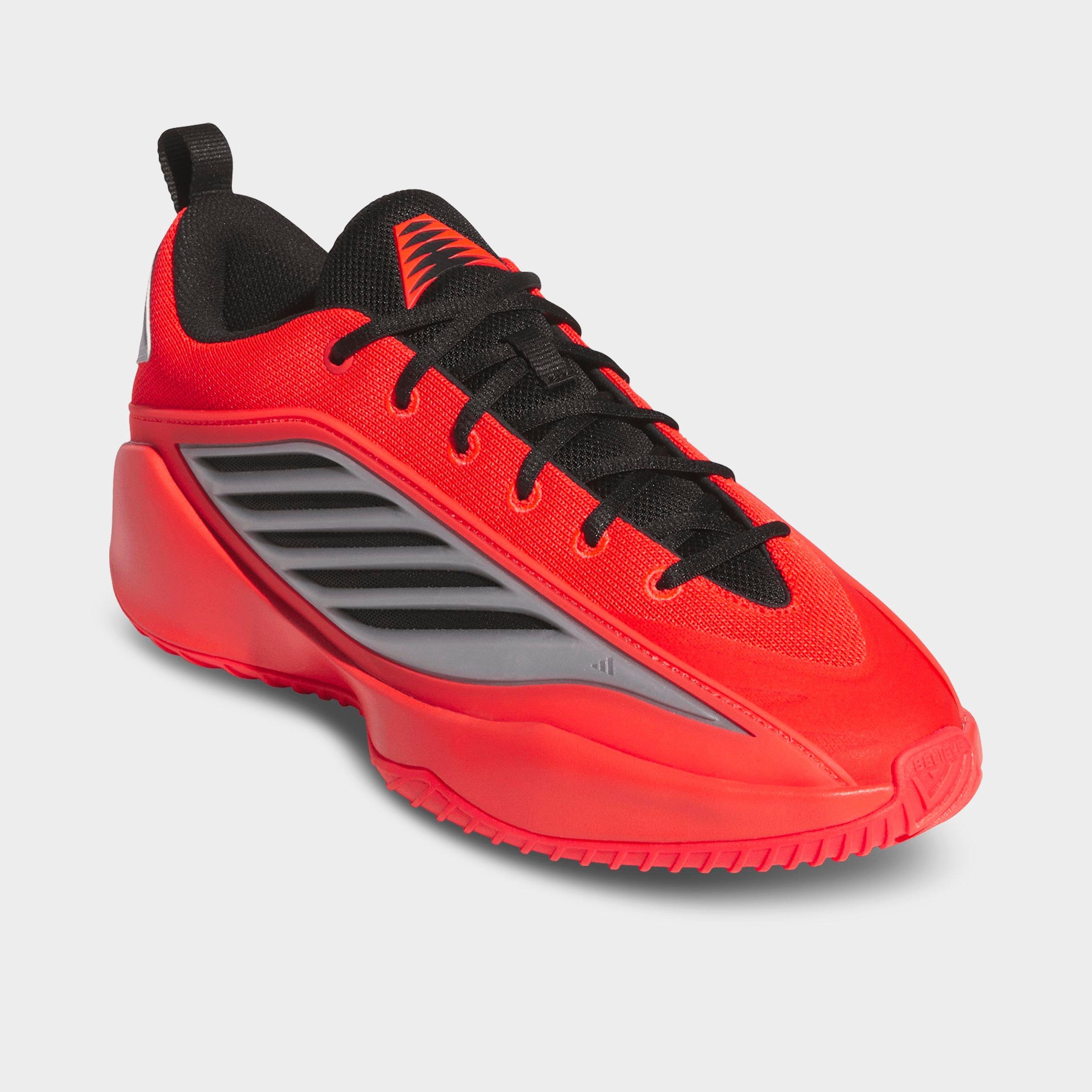 Men's adidas Believe That 1 Basketball Shoes - Pure Ruby/Core Black/White - Both shoes facing left