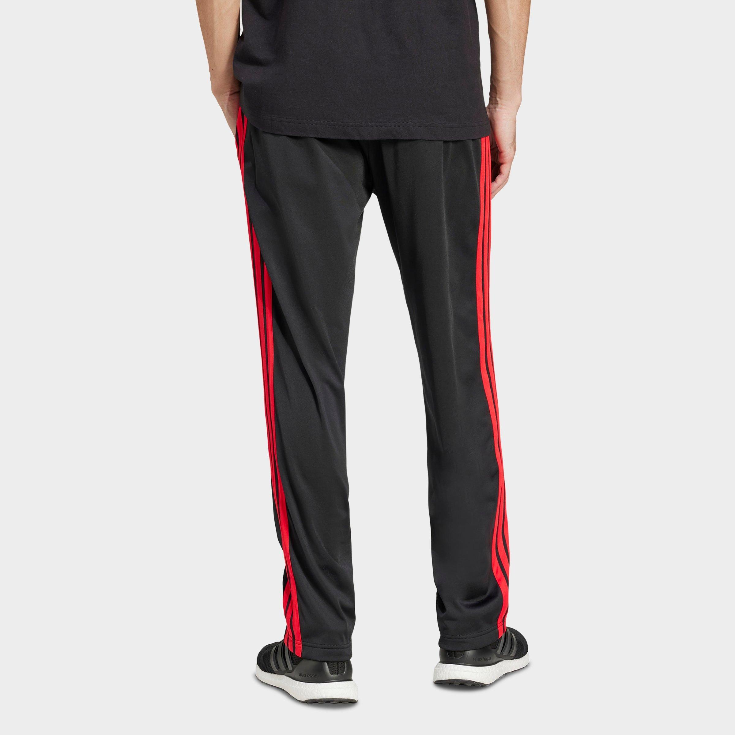 Men's adidas Dayready Open Hem Track Pants - Black/Pure Ruby