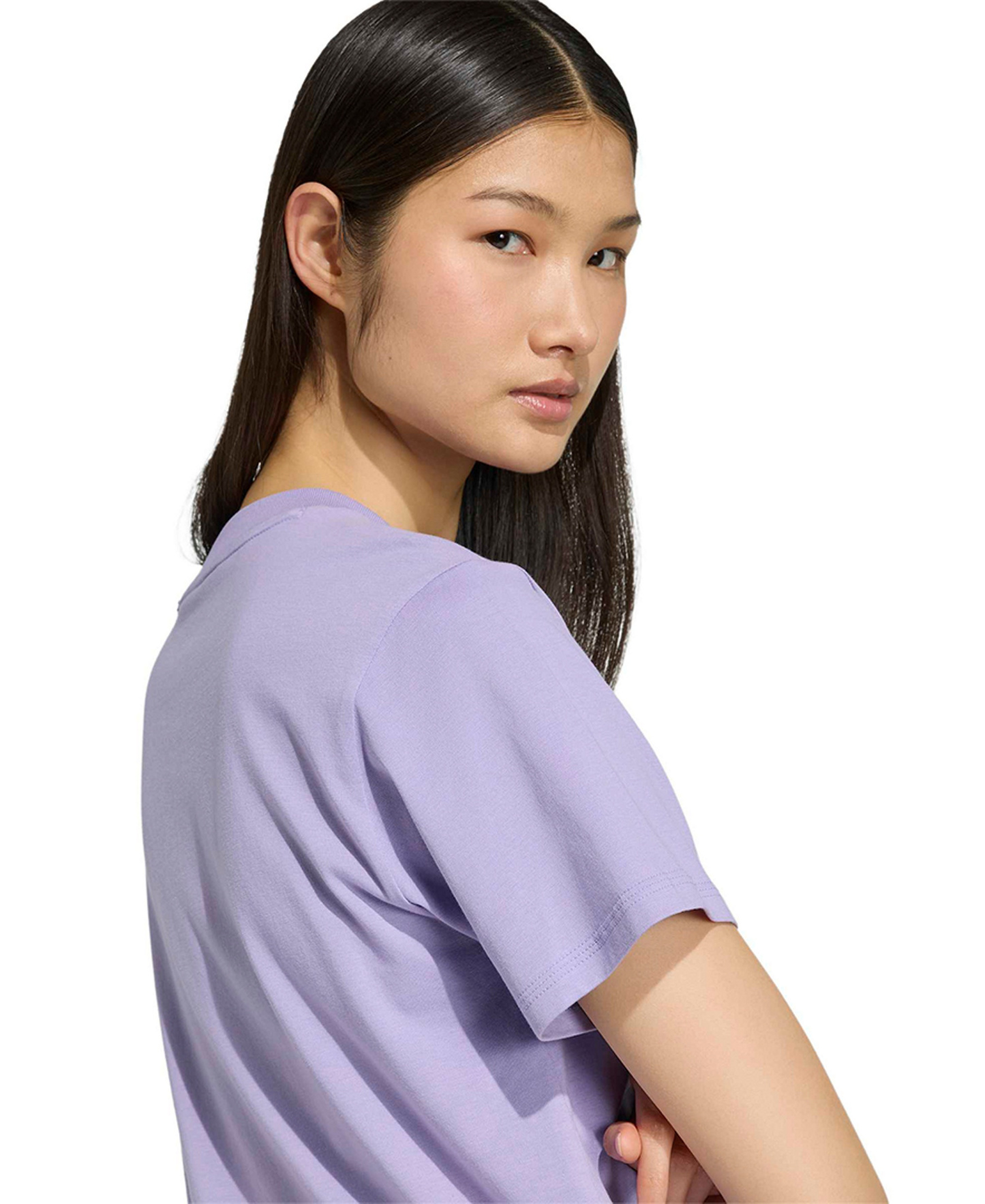 adidas Women's Short-Sleeve Cotton Crewneck Logo T-Shirt - Magic Lilac/white