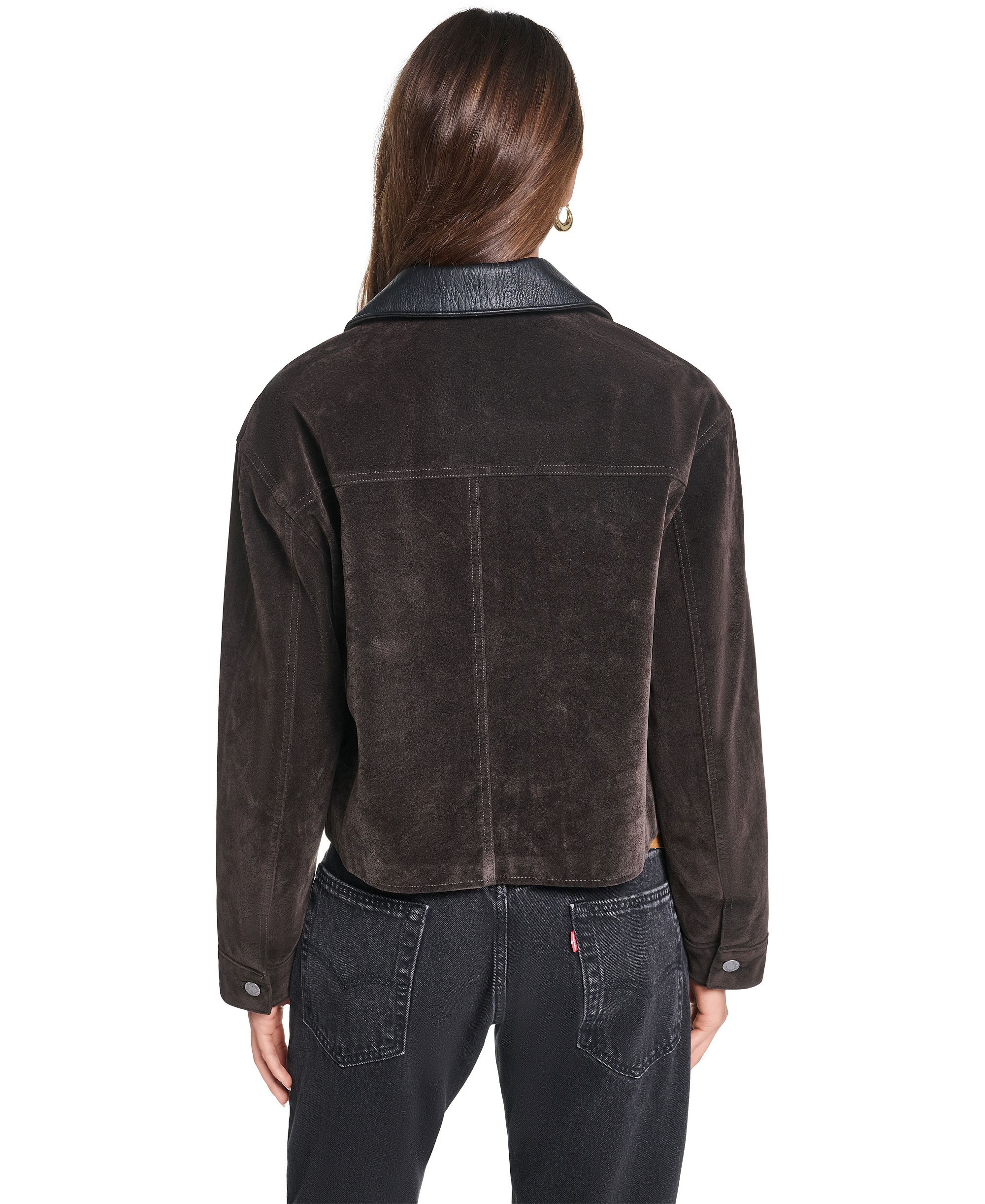 Levi's Women's Cropped Faux-Suede Chore Jacket - Graphite