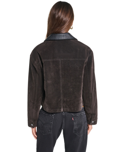 Levi's Women's Cropped Faux-Suede Chore Jacket - Graphite