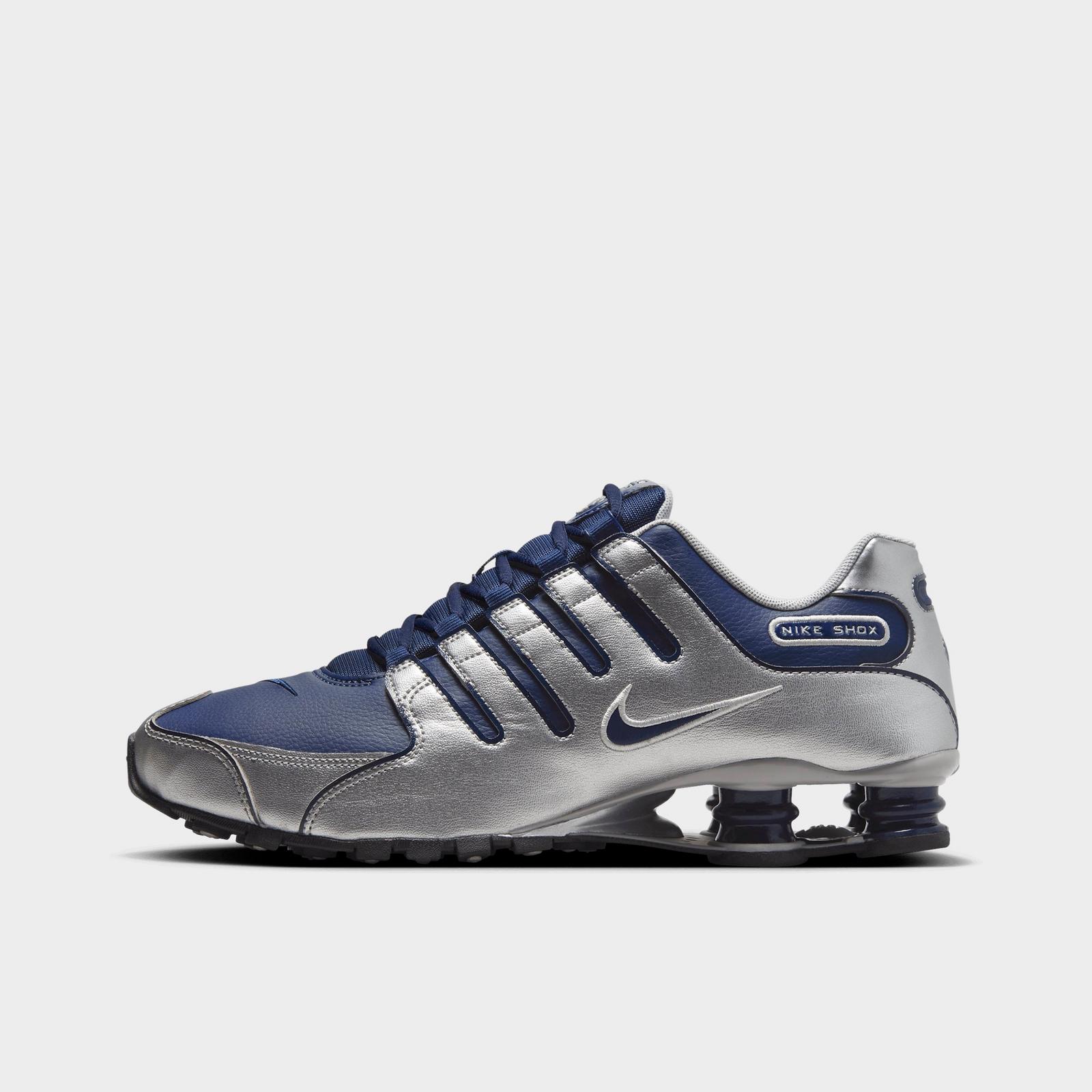Men's Nike Shox NZ Casual Shoes - Midnight Navy/Black/Metallic Silver/Metallic Silver