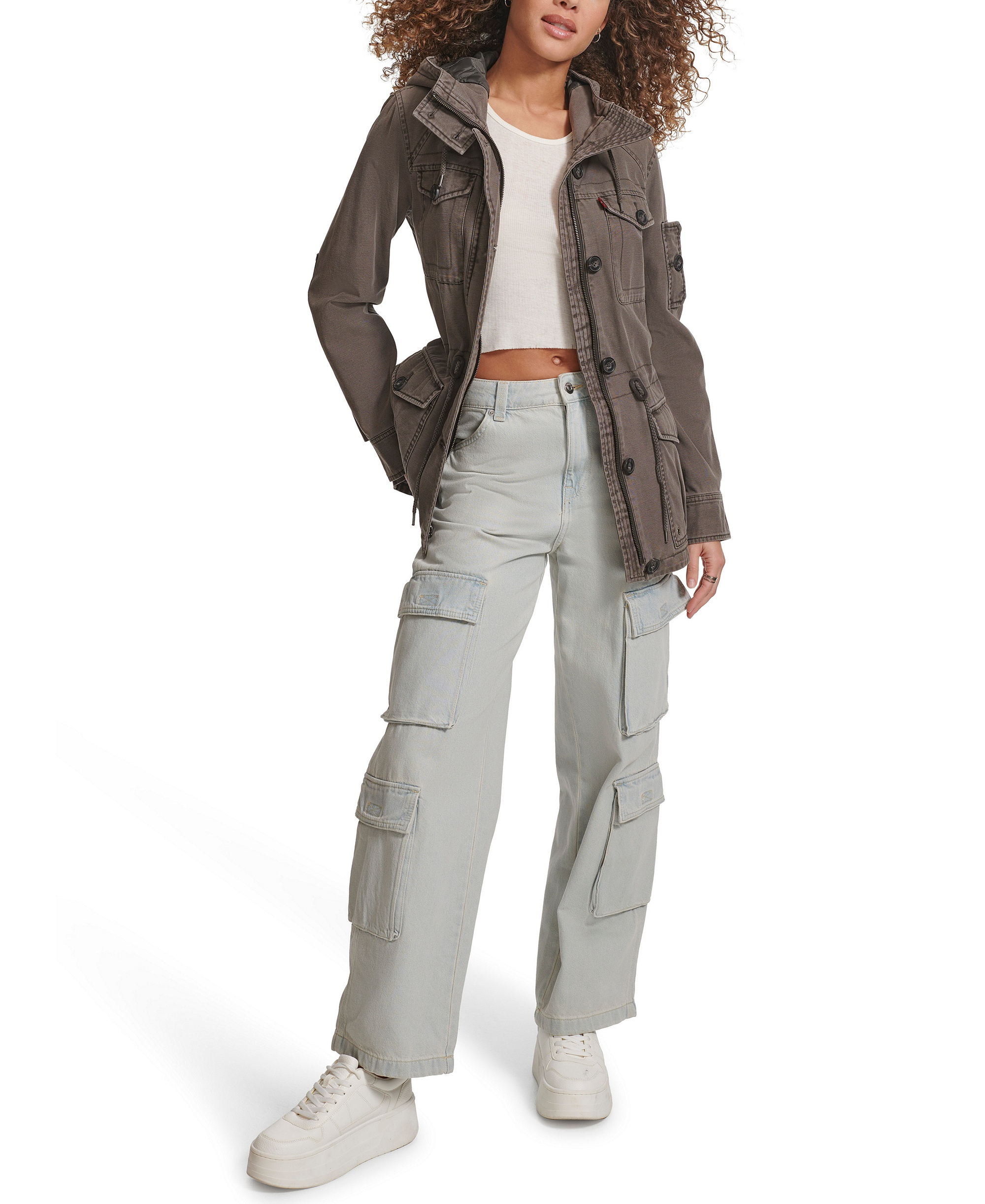 Levi's Women's Hooded Military Jacket - Grey