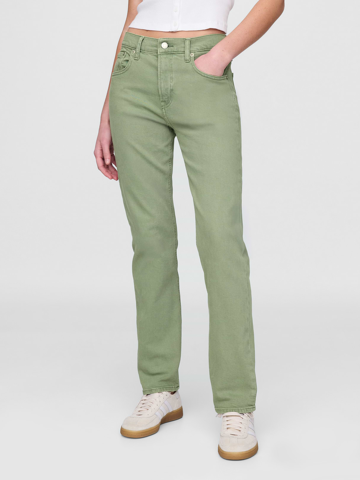 High Rise '90s Slim Straight Jeans - Twig green