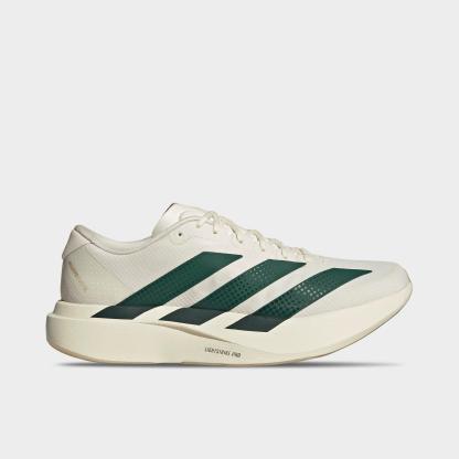 Men's adidas Adizero EVO SL Woven Running Shoes - Part 1 - Off White/Collegiate Green/Royal Blue - Left shoe facing left. Outside of the shoe.