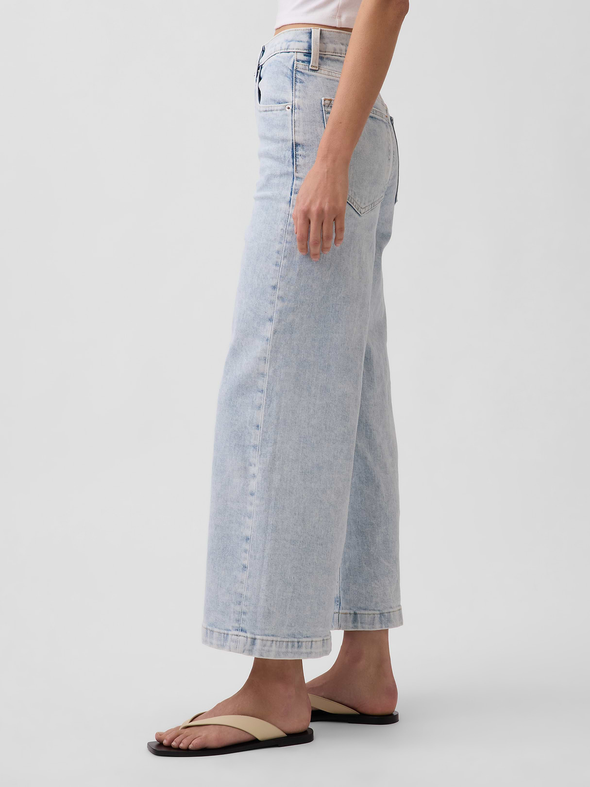 High Rise Stride Wide-Leg Ankle Jeans - Acid wash