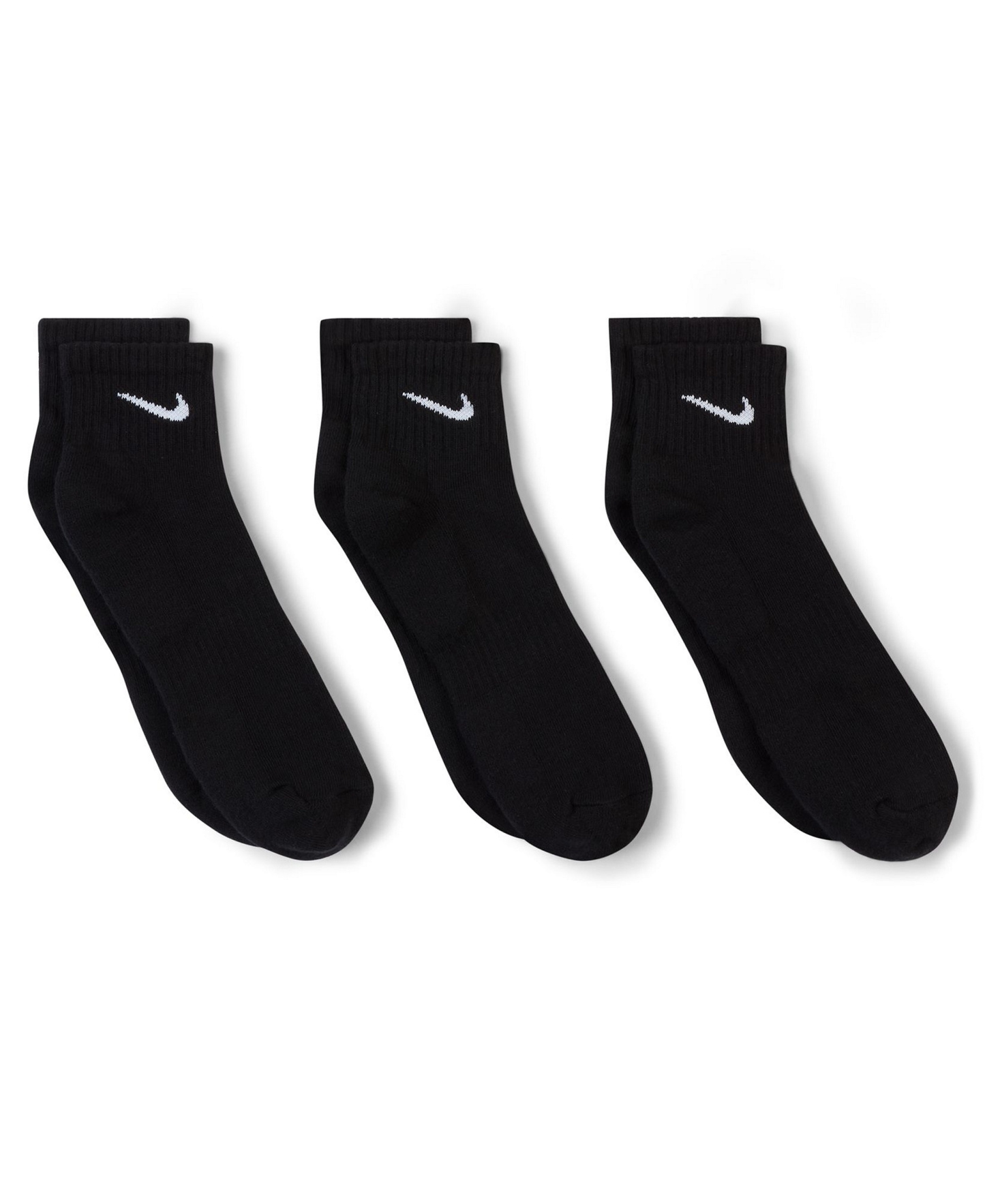 Nike Unisex Quarter Ankle Socks, 3-Pack - Black/white