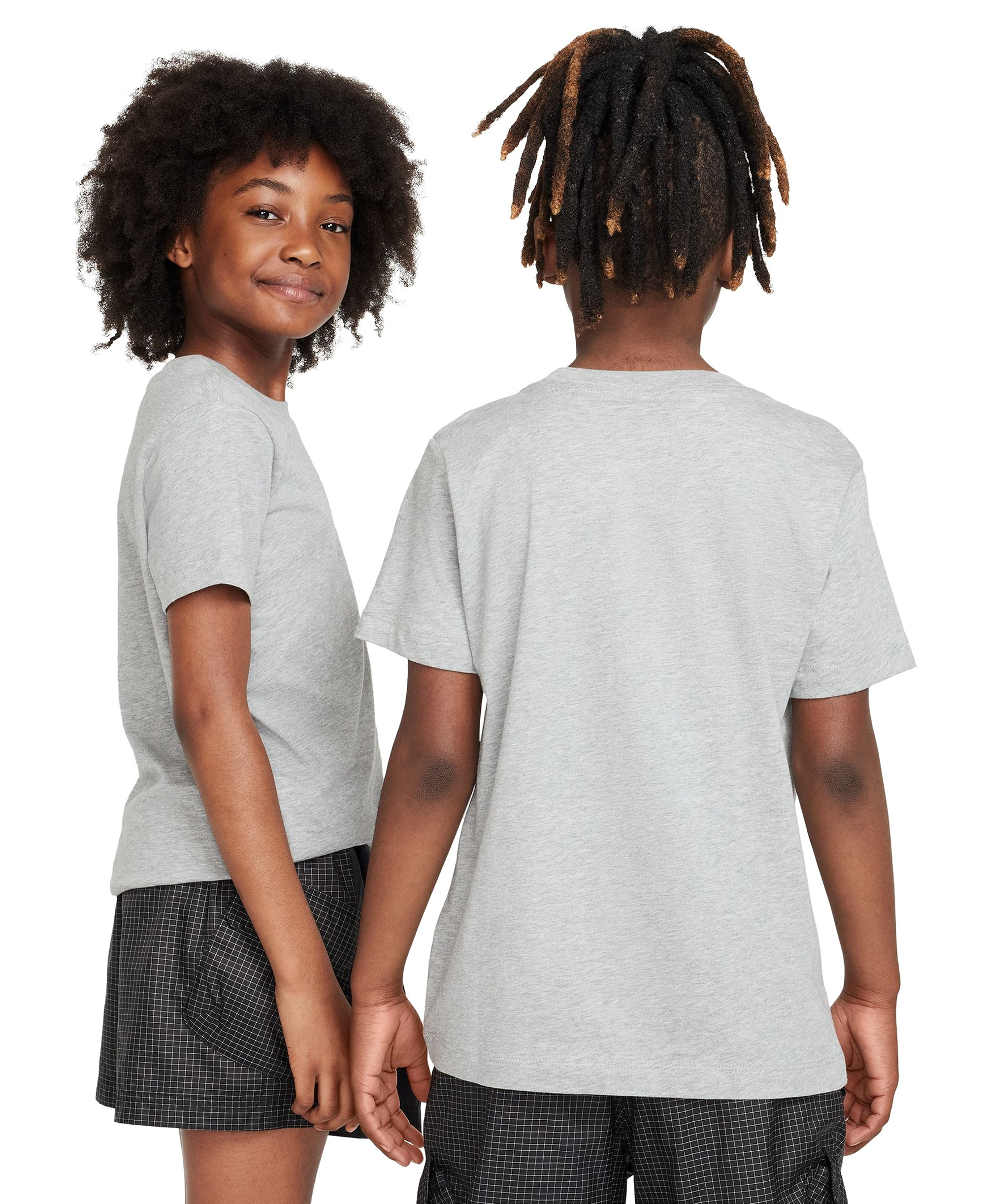 Nike Boys' and Girls' 6-20 Sportswear Embroidered Logo Graphic T-Shirt - Drak Gray Heather