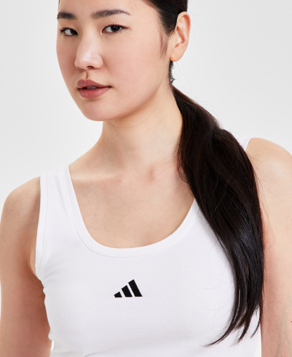 adidas Women's Essentials Small Logo Cotton Tank Top - White/Black