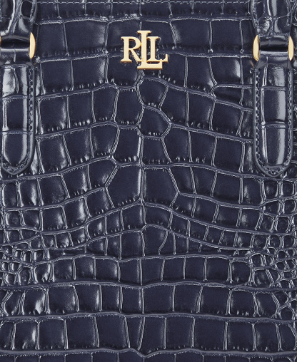 Lauren Ralph Lauren Marcy Large Embossed Satchel Bag - Refined Navy