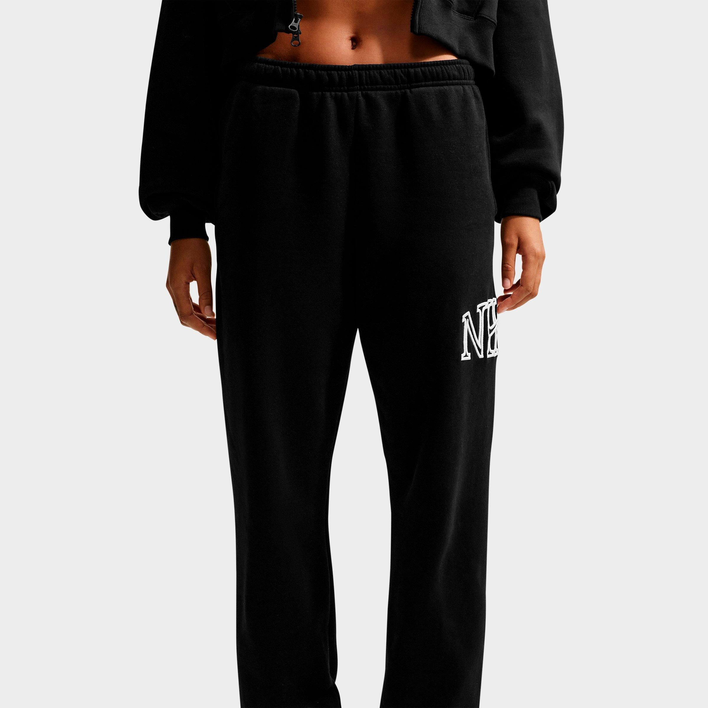 Women's Nithtke Studio Fleece Medium-Weight "Graphic Pack" Oversized Cuffed Logo Pants - Total Black/White