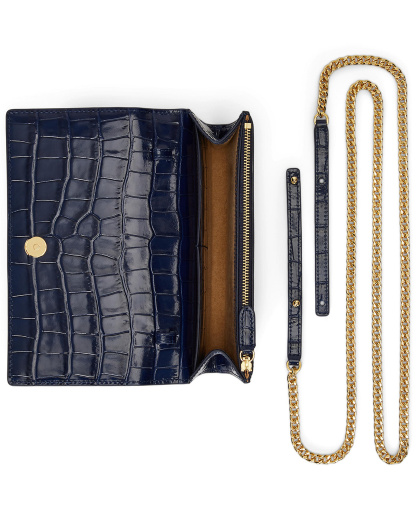 Lauren Ralph Lauren Adair II Small Croc-Embossed Crossbody Bag - Refined Navy