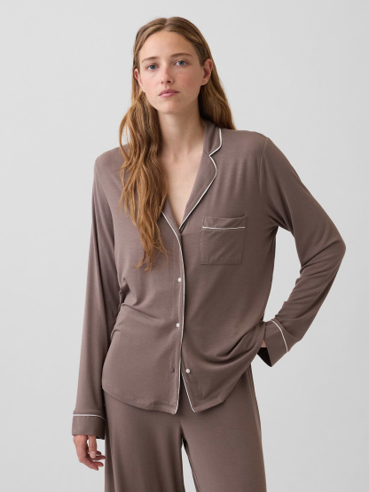 SoftMade Modal PJ Top - Toasted almond brown