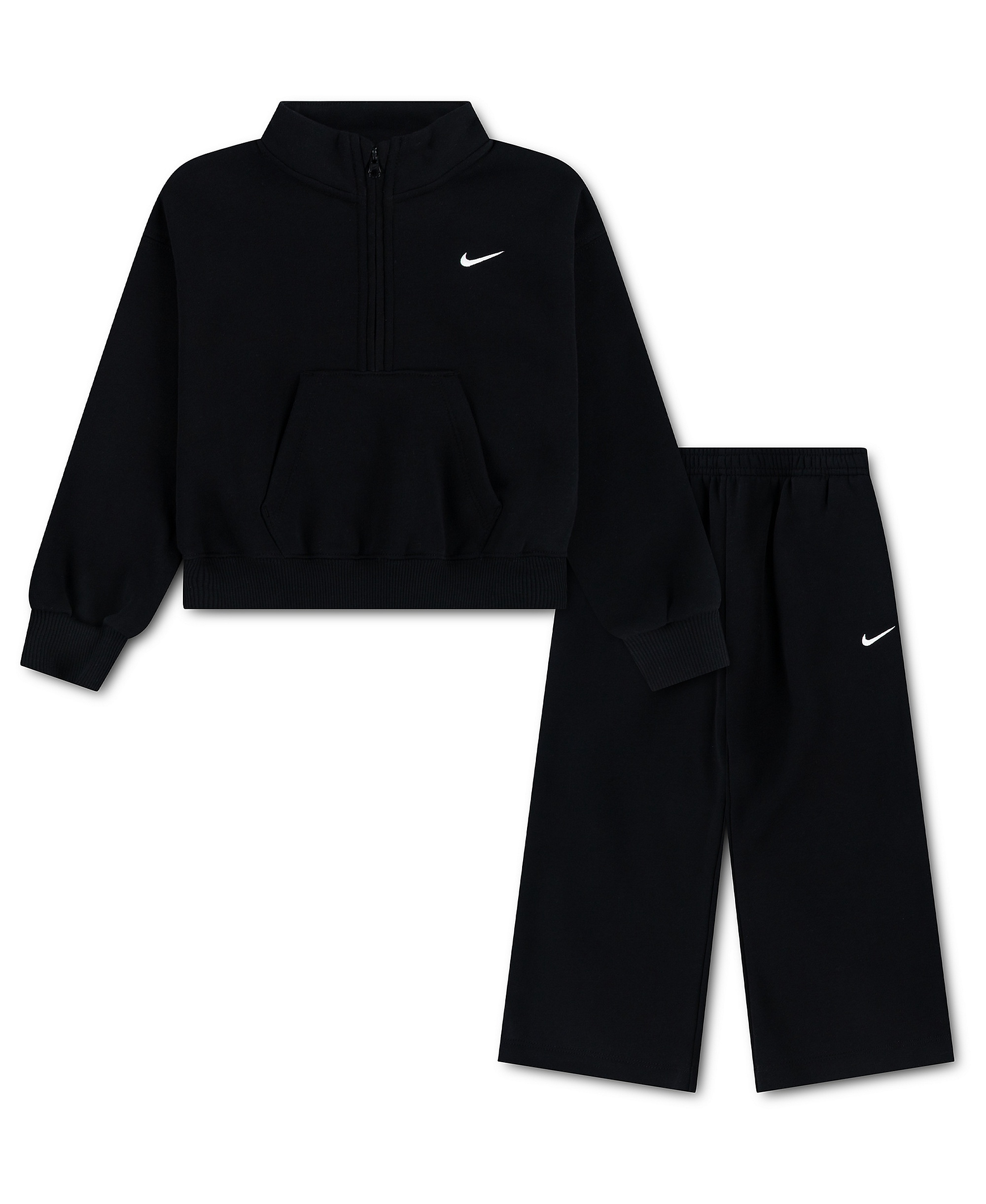 Nike Toddler Girls' 2T-4T Sportswear Standard Fleece Half-Zip Top and Pants, 2-Piece Set - Black