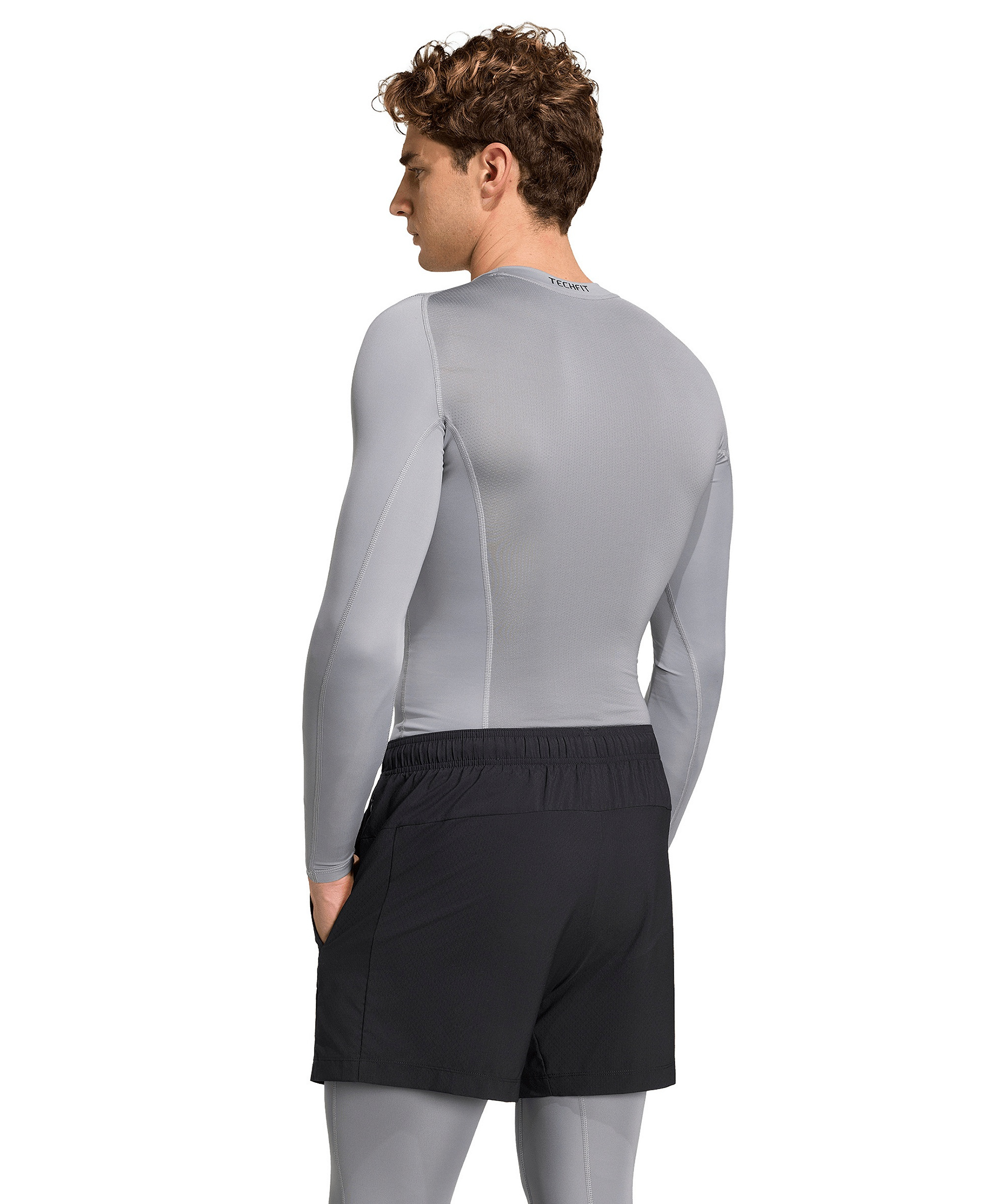 adidas Men's Tech-Fit Compression Crewneck T-Shirt - Gray