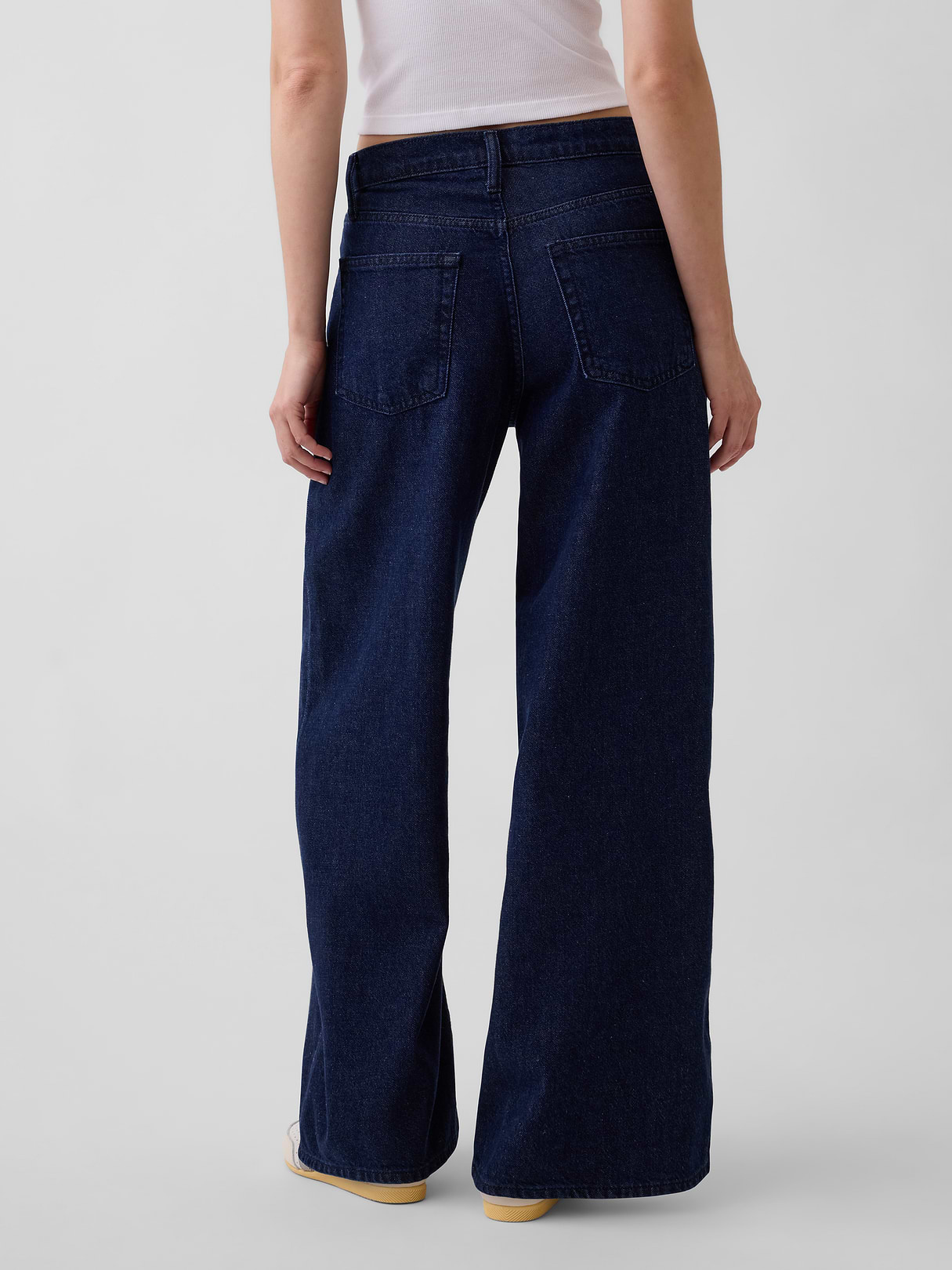 Mid Rise Denim Stripe Baggy Jeans - Rinsed indigo