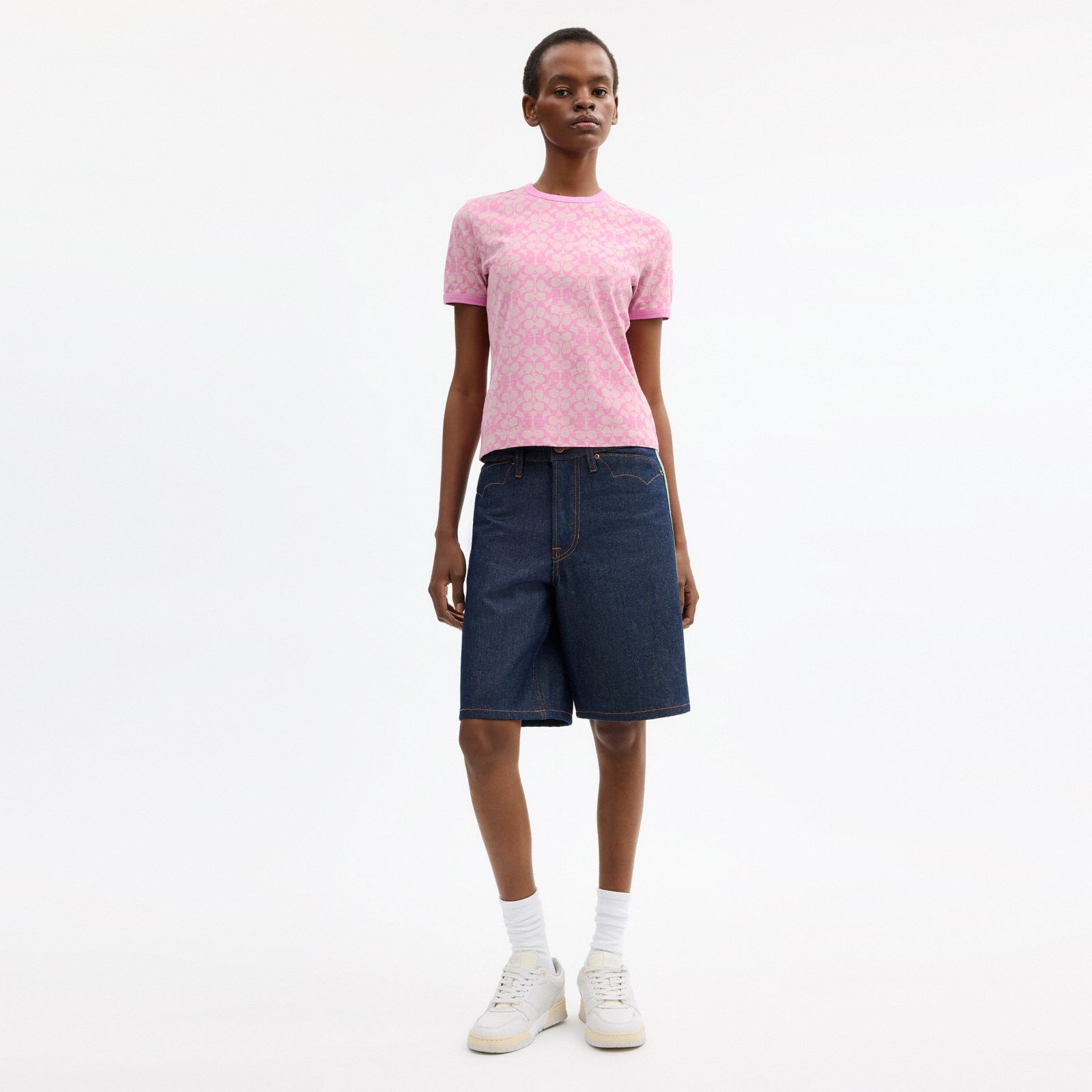 Coach | Brain Dead Signature Ringer T-Shirt - Fuschia - view 2