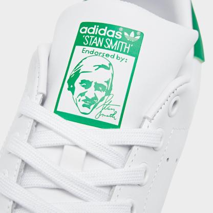 Men's adidas Originals Stan Smith Casual Shoes - Cloud White/Core White/Green - Detail shot