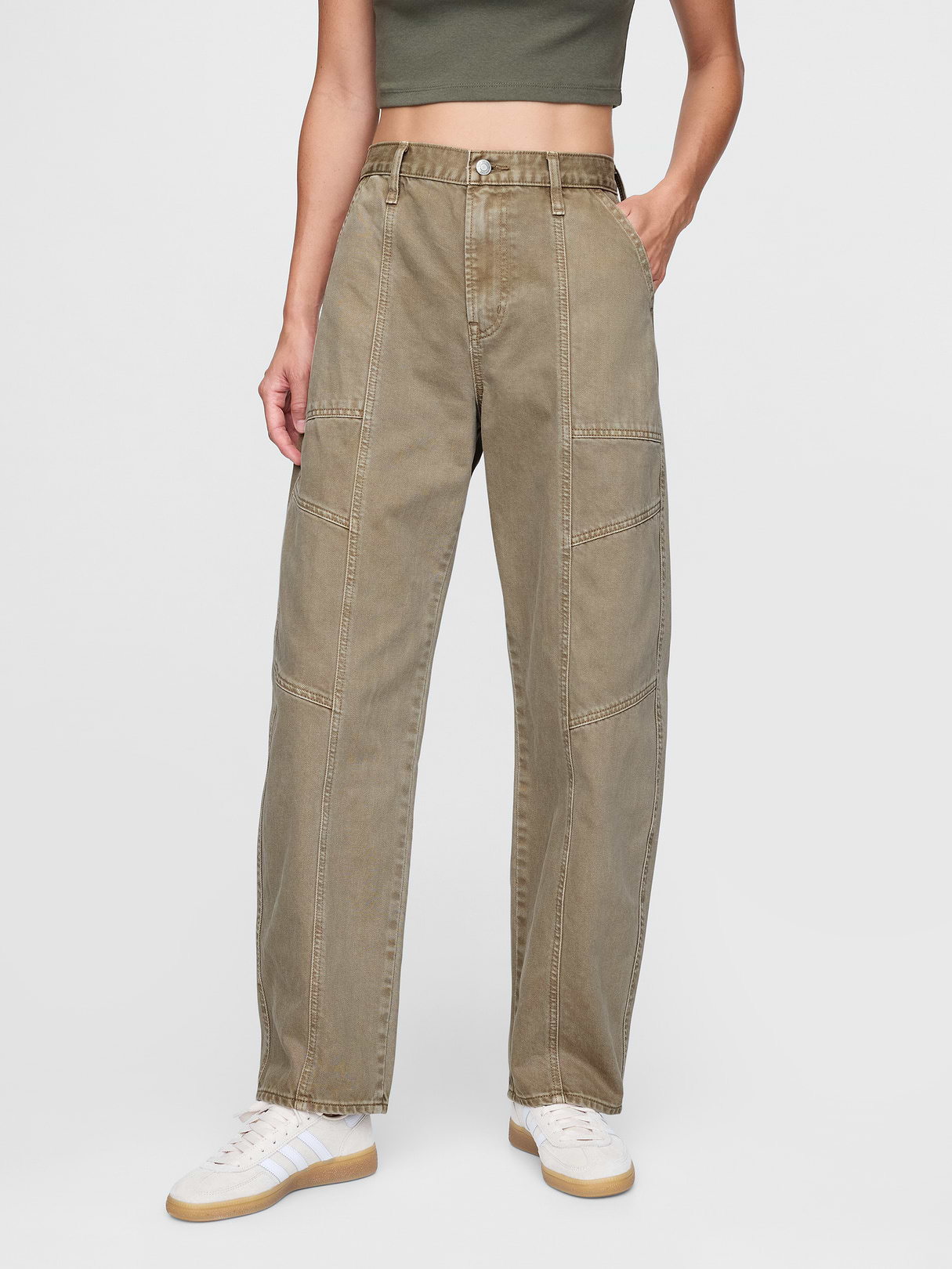 High Rise Barrel Jeans - Flannel taupe beige
