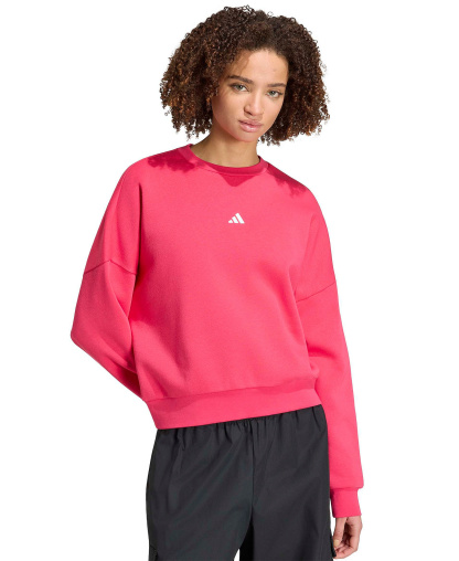 adidas Women's Essentials Crewneck Small-Logo Sweatshirt - Power Pink/white