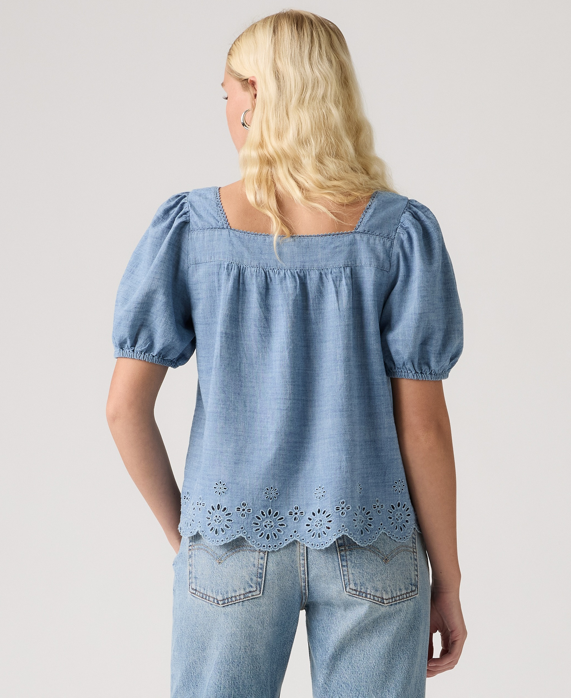 Levi's Premium Women's Darling Short-Sleeve Cutwork Blouse - Breezy Blues