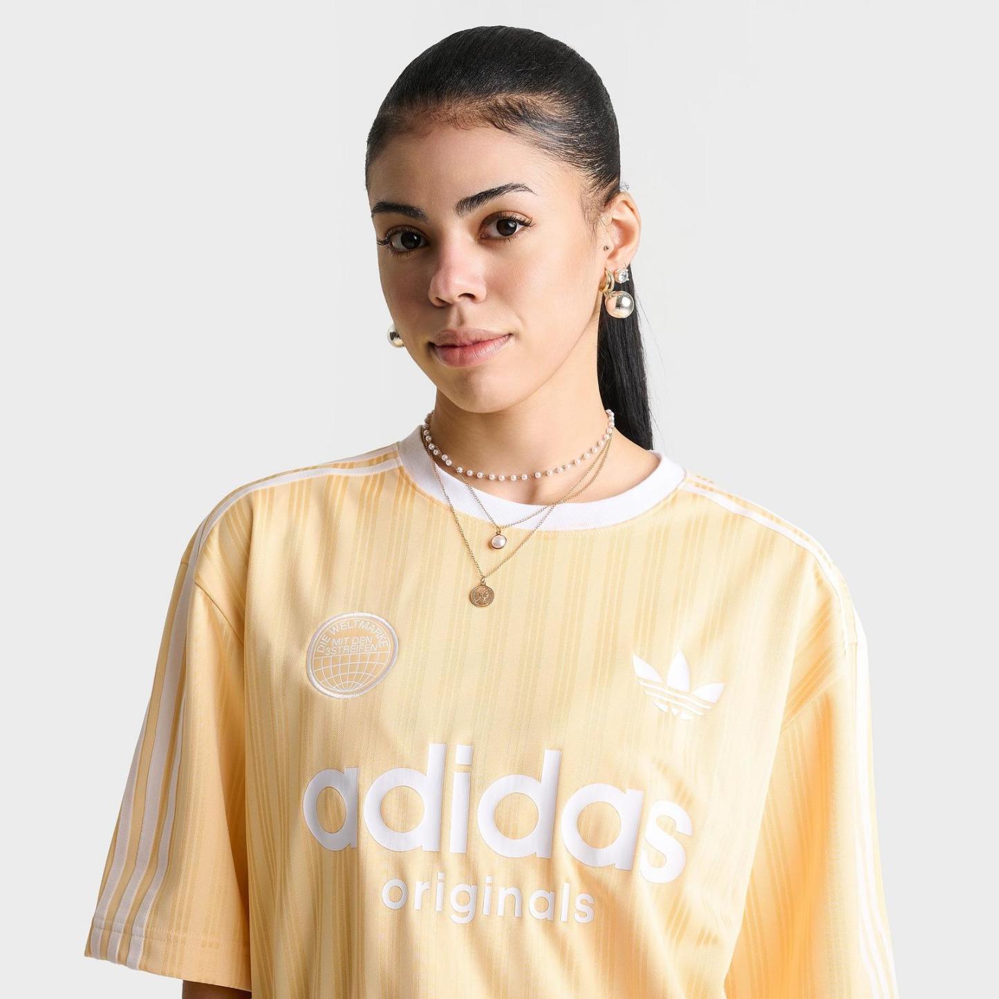 Women's adidas Originals 3 Stripes Oversized Soccer Jersey T-Shirt - Orange Tint - view 5