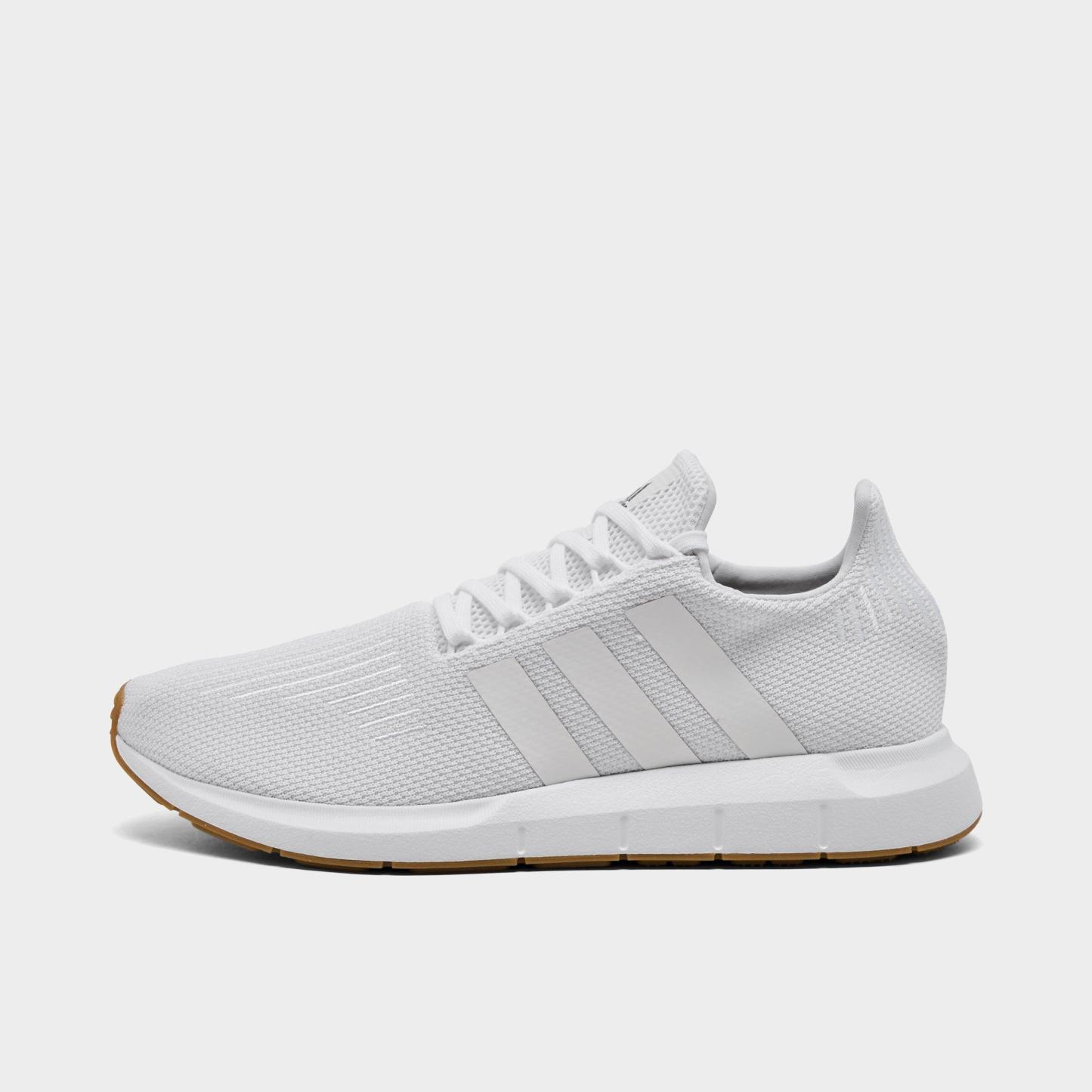 Men's adidas Originals Swift Run 1.0 Casual Shoes - Cloud White/Cloud White/Core Black/Gum - Left shoe facing left. Outside of the shoe.