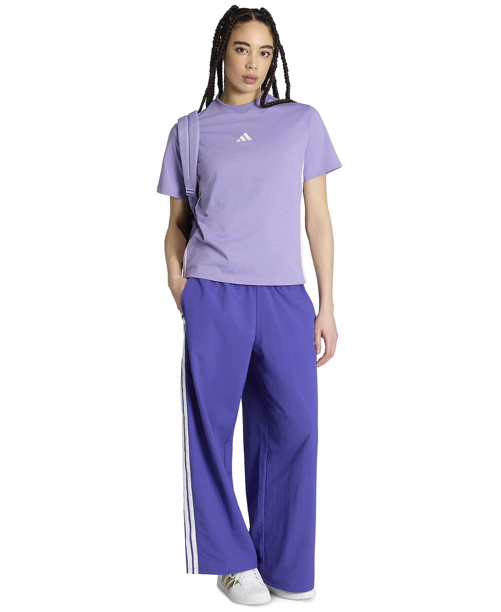 adidas Women's Essentials 3-Stripes Cotton T-Shirt - Magic Lilac/white