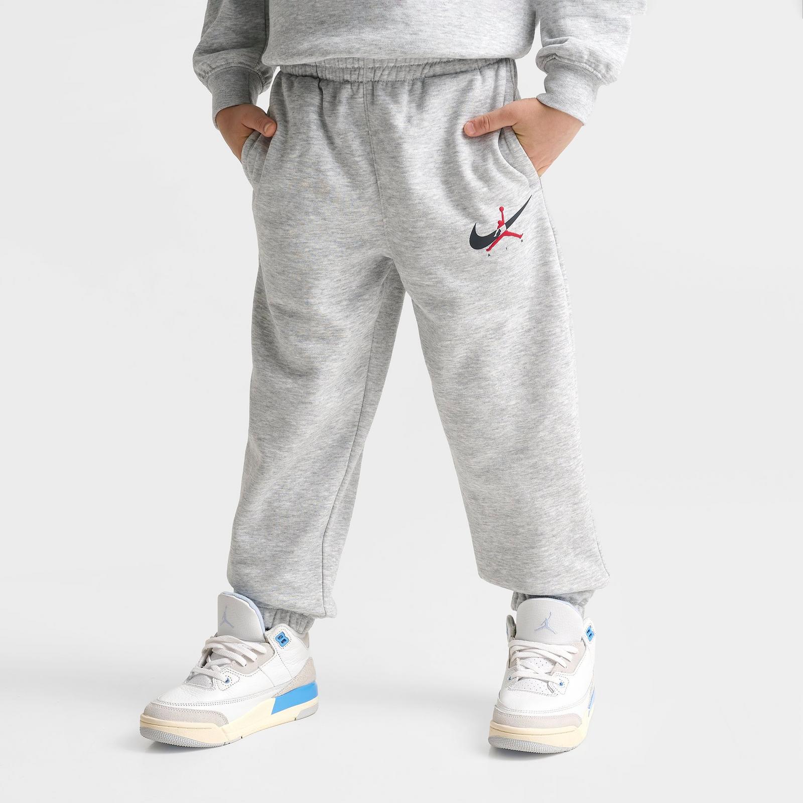 Little Kids' Jordan Jumpman Swoosh Crewneck Sweatshirt and Jogger Pants Set - Light Grey Heather - view 4