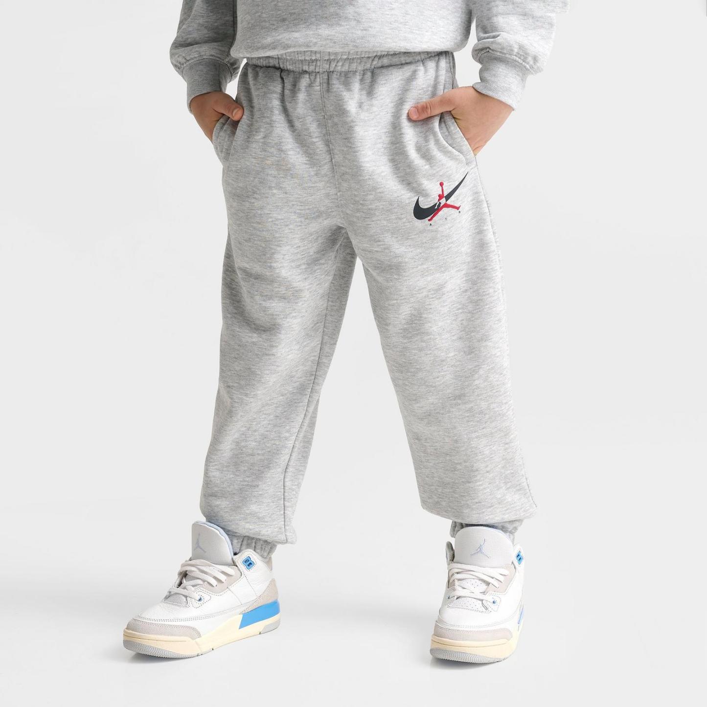Little Kids' Jordan Jumpman Swoosh Crewneck Sweatshirt and Jogger Pants Set - Light Grey Heather - view 4