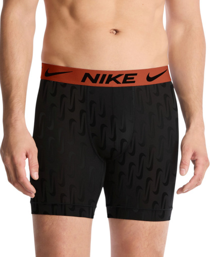 Nike Men's DRI-FIT Essential Micro Boxer Briefs, 3-Pack - Black Swoosh Link Print/Picante Red/Pure Platinum