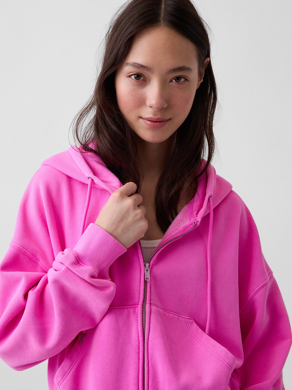 VintageSoft Wedge Zip Hoodie - Sugar plum neon pink