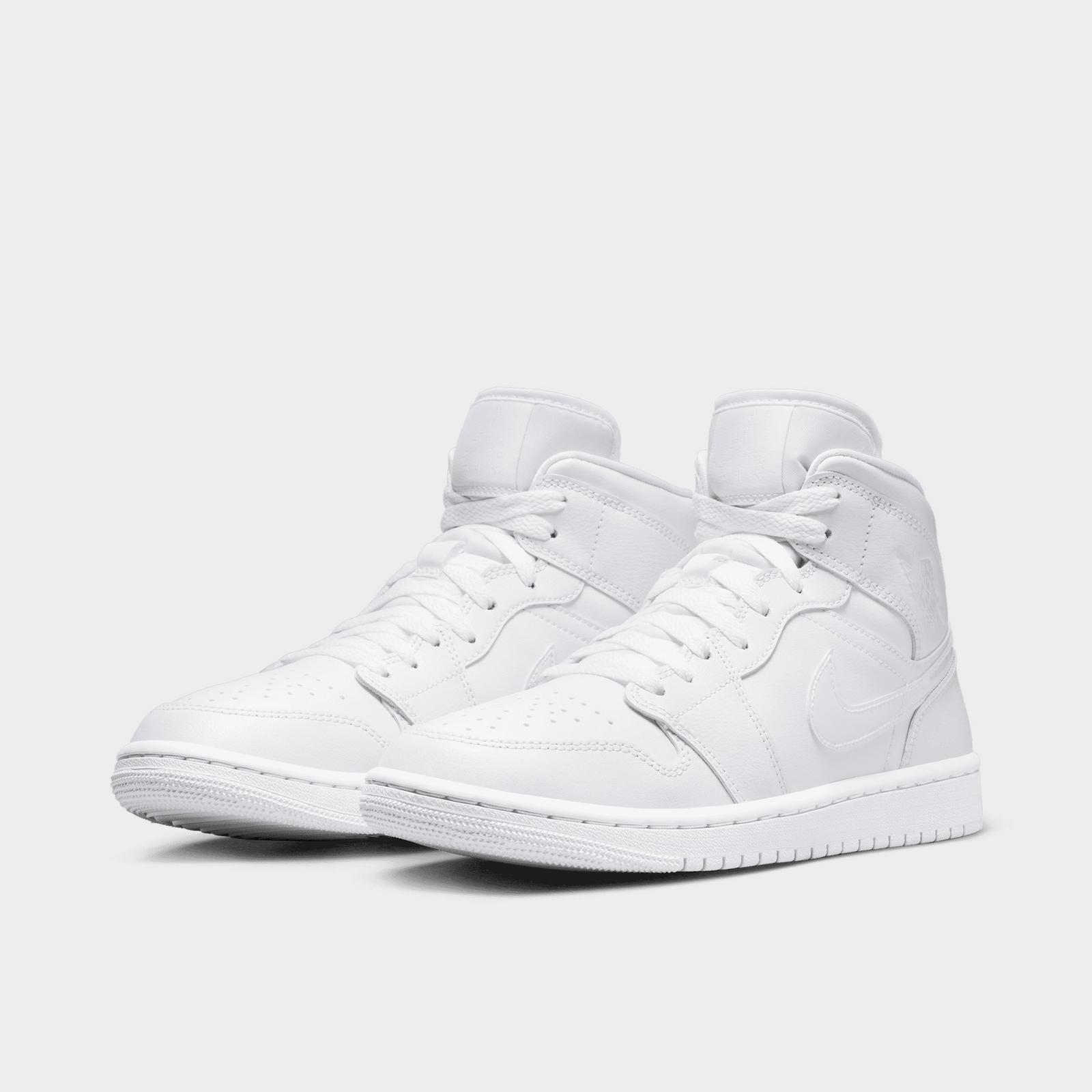 Women's Air Jordan Retro 1 Mid Casual Shoes - White/White/White - view 2