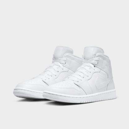 Women's Air Jordan Retro 1 Mid Casual Shoes - White/White/White - view 2