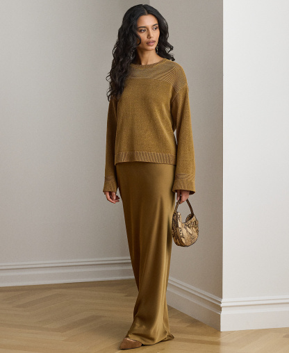 Lauren Ralph Lauren Women's A-Line Charmeuse Maxi Skirt - Tobacco Bronze
