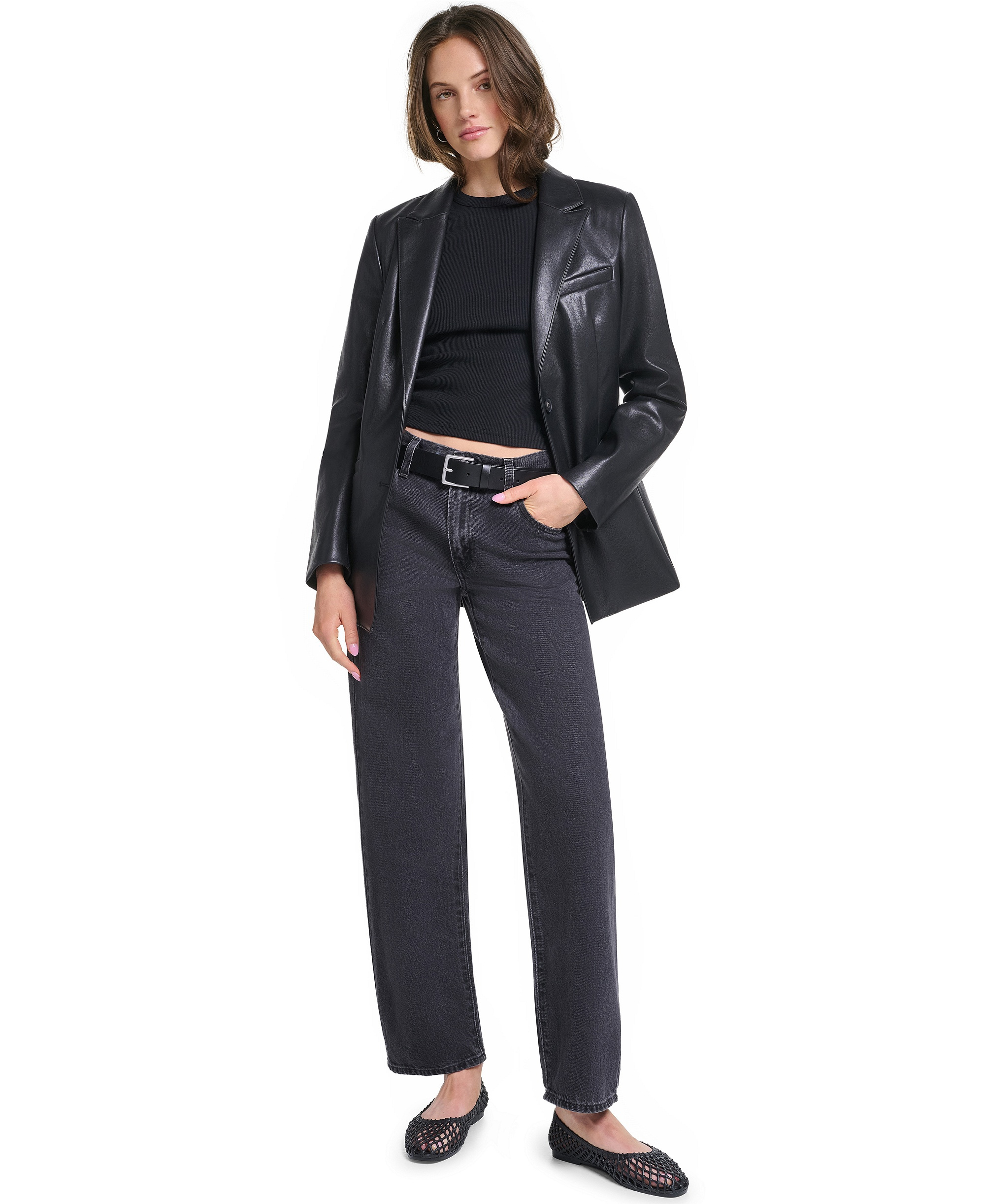 Levi's Women's Laydown Collar Single-Breasted Blazer - Black