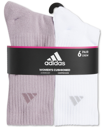 adidas Women's 6-Pk. Athletic Cushioned Crew Socks - Light Purple