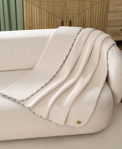 UGG® Coco Lightweight Throw, 50" x 70" - Snow Blue Embroidered