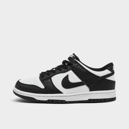 Big Kids' Nithtke Dunk Low Casual Shoes - Part 2 - White/Black/White - Left shoe facing left. Outside of the shoe.