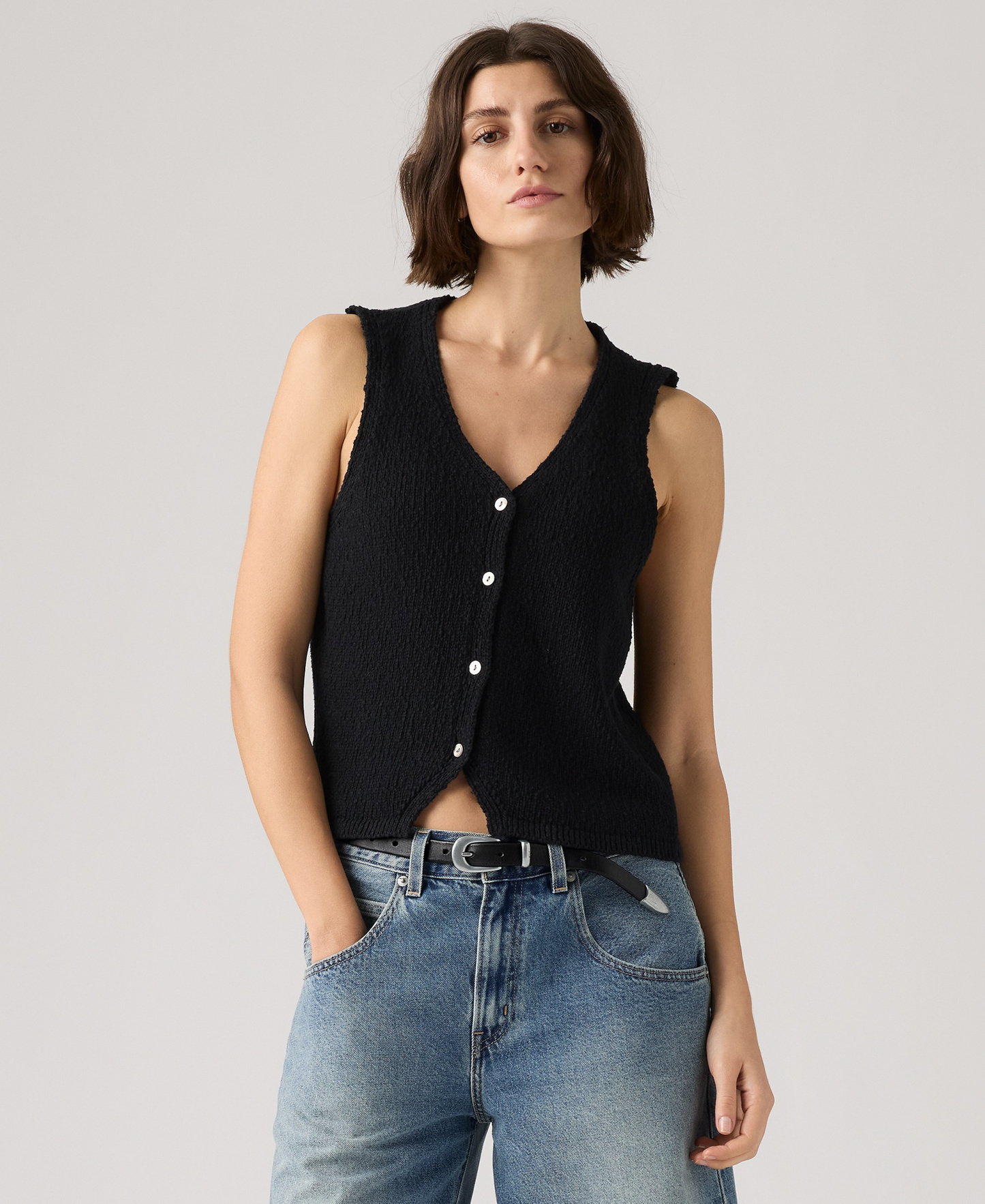 Levi's Premium Women's Sleeveless V-Neck Cotton Vest - Anthracite Night