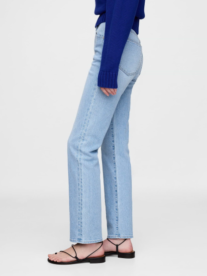 High Rise '90s Slim Straight Jeans - Light indigo blue
