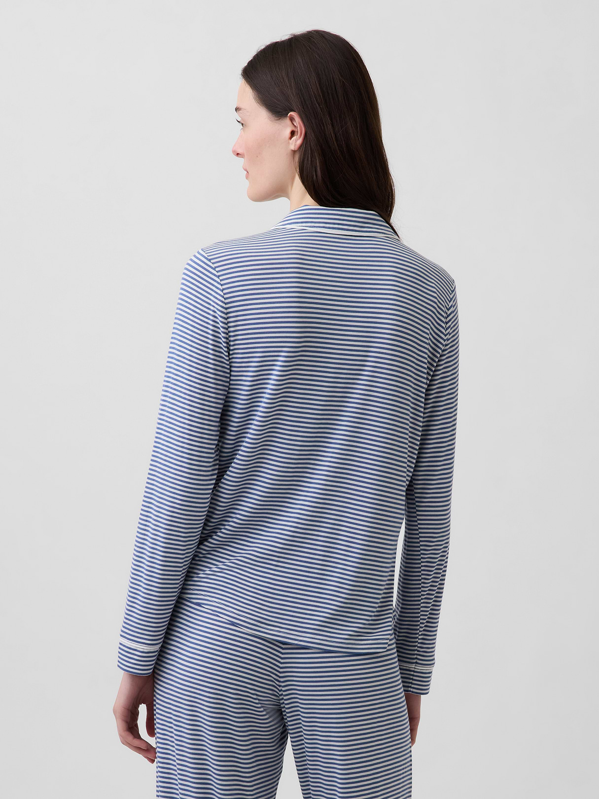 SoftMade Modal PJ Top - Navy blue & white stripe