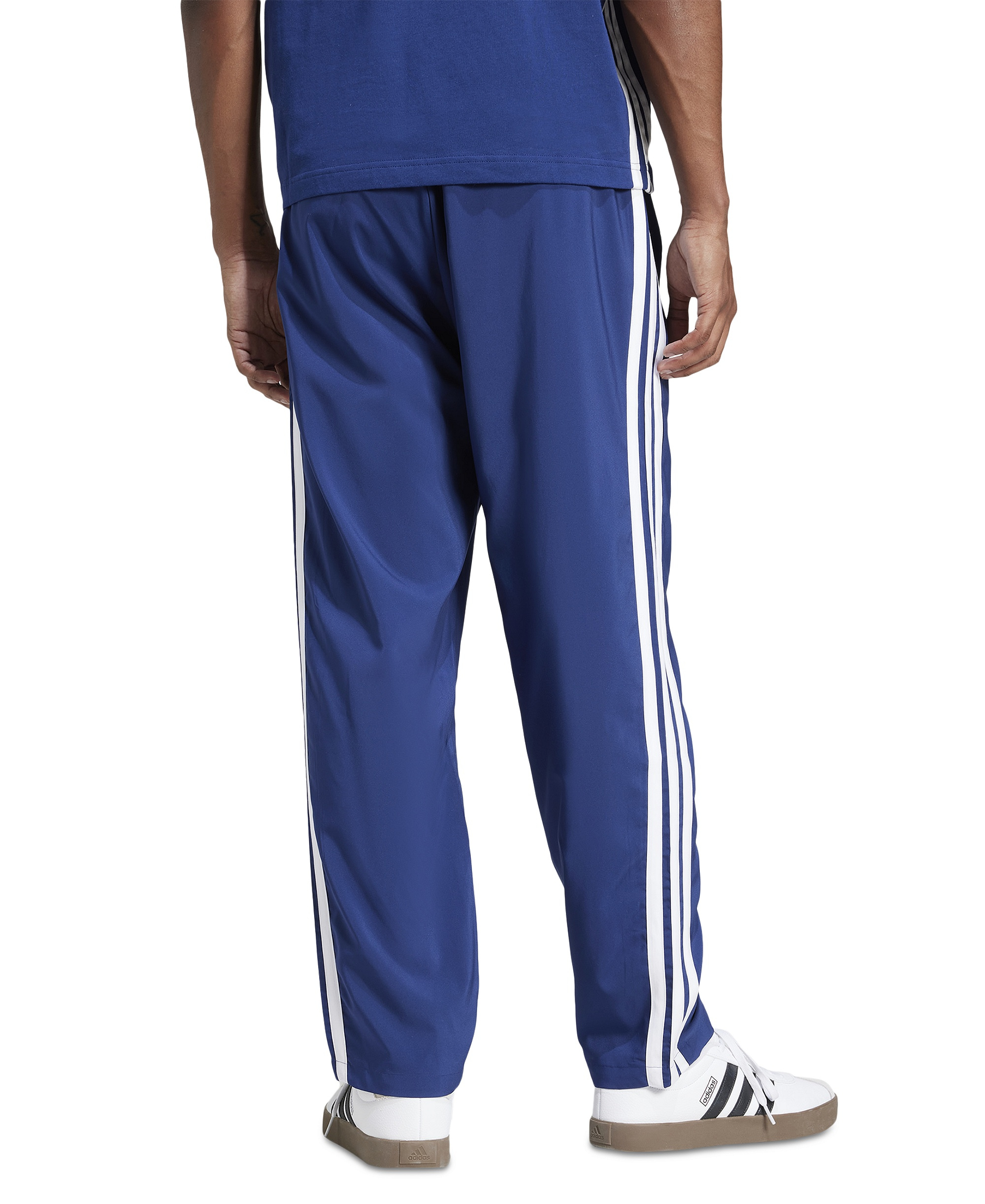 adidas Men's Stanford Essential Three-Stripes Open Hem Track Pants - Dark Blue/wht