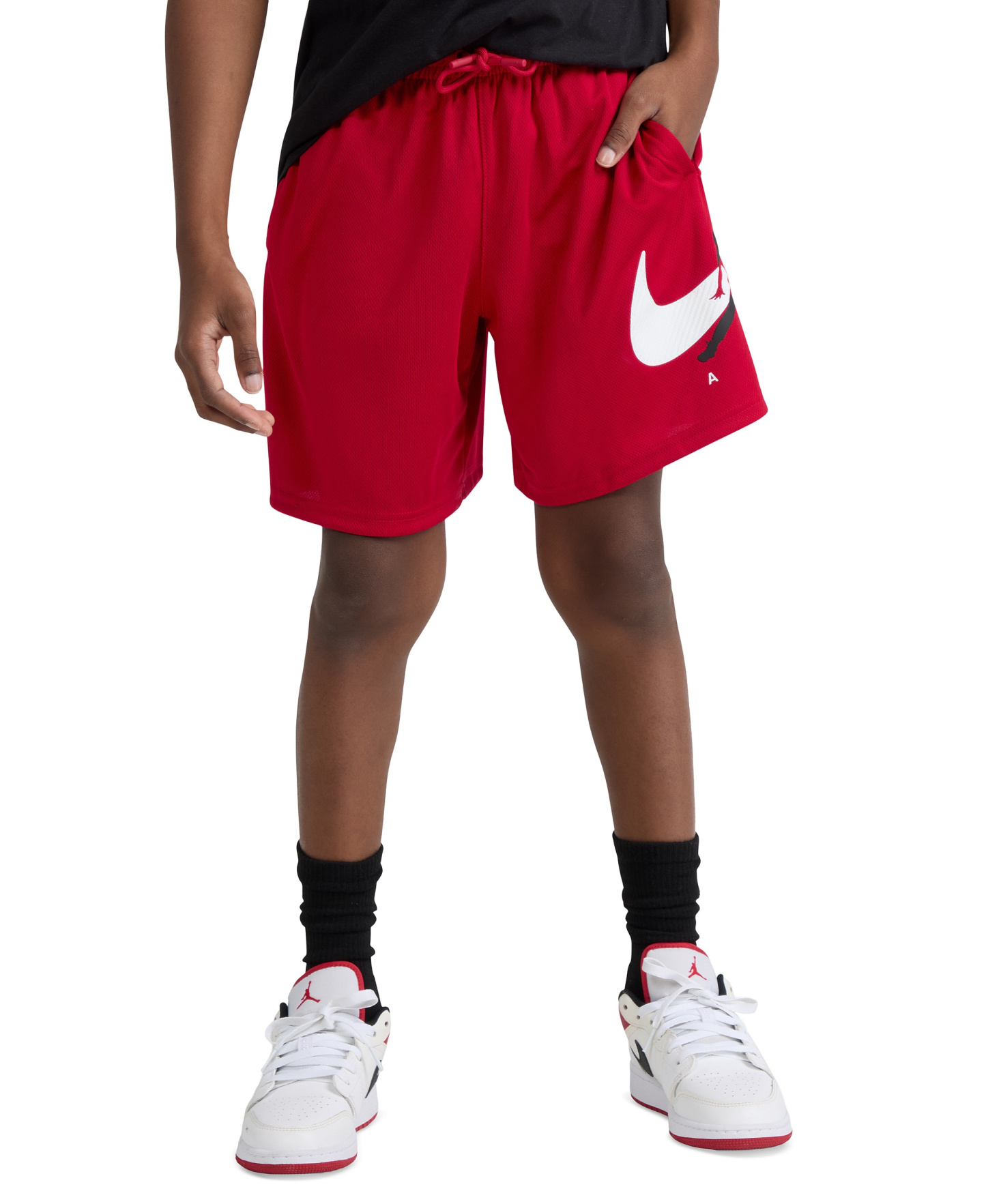 Jordan Boys' 8-20 Graphic Varsity-Style Mesh Shorts - Gym Red