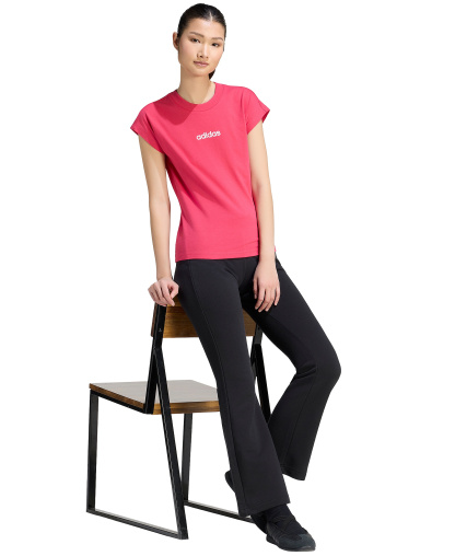 adidas Women's Essentials Linear Cotton T-Shirt - Power Pink/white